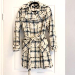 Vintage Plaid Wool Trench Coat size XL